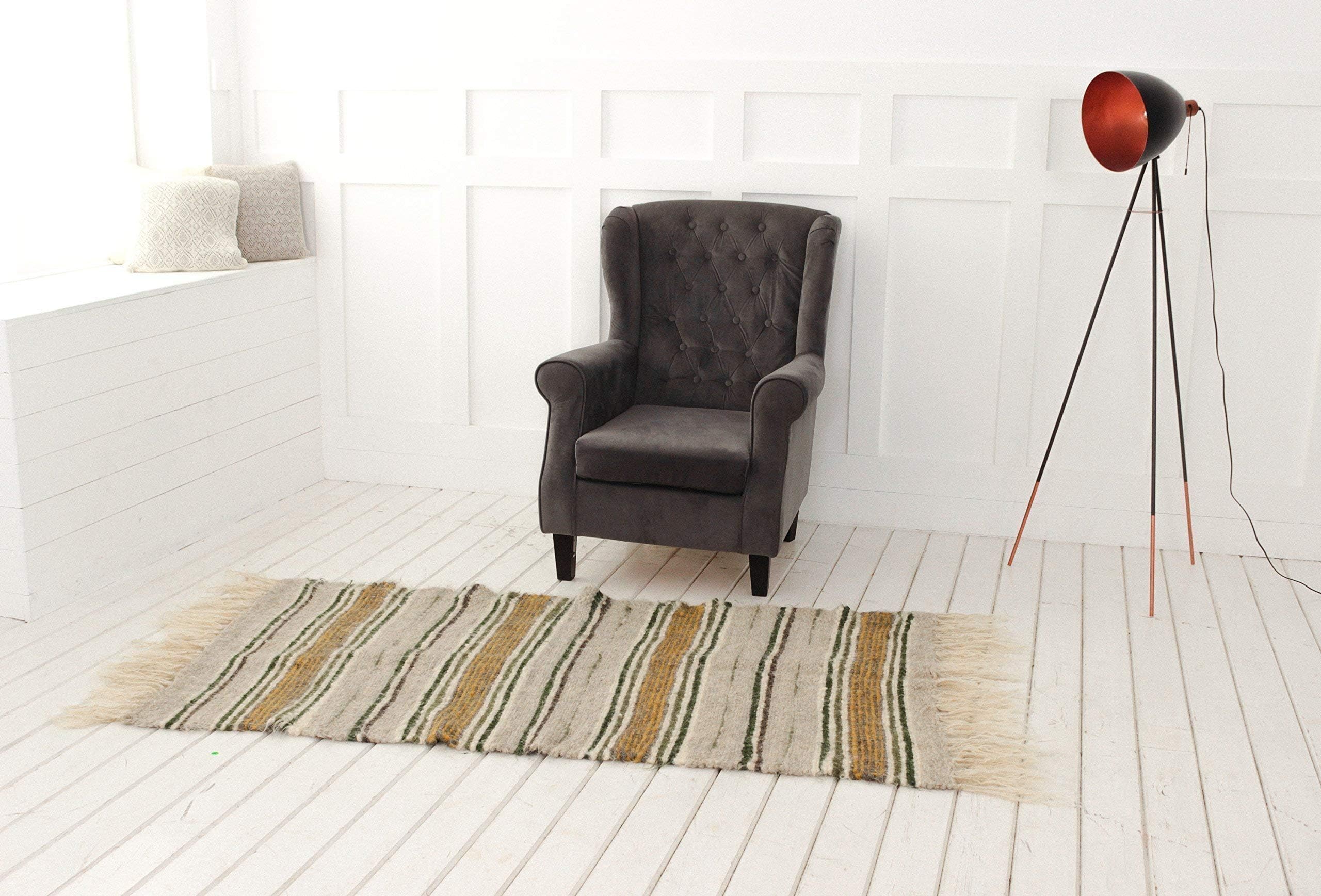 Organic handmade shaggy Bedside floor rug for living room hallway Tribal Tapis Handwoven kilim flokati Moroccan Handwoven gray Mid-century modern berber, Kitchen rugs and runners, Accent area rugs