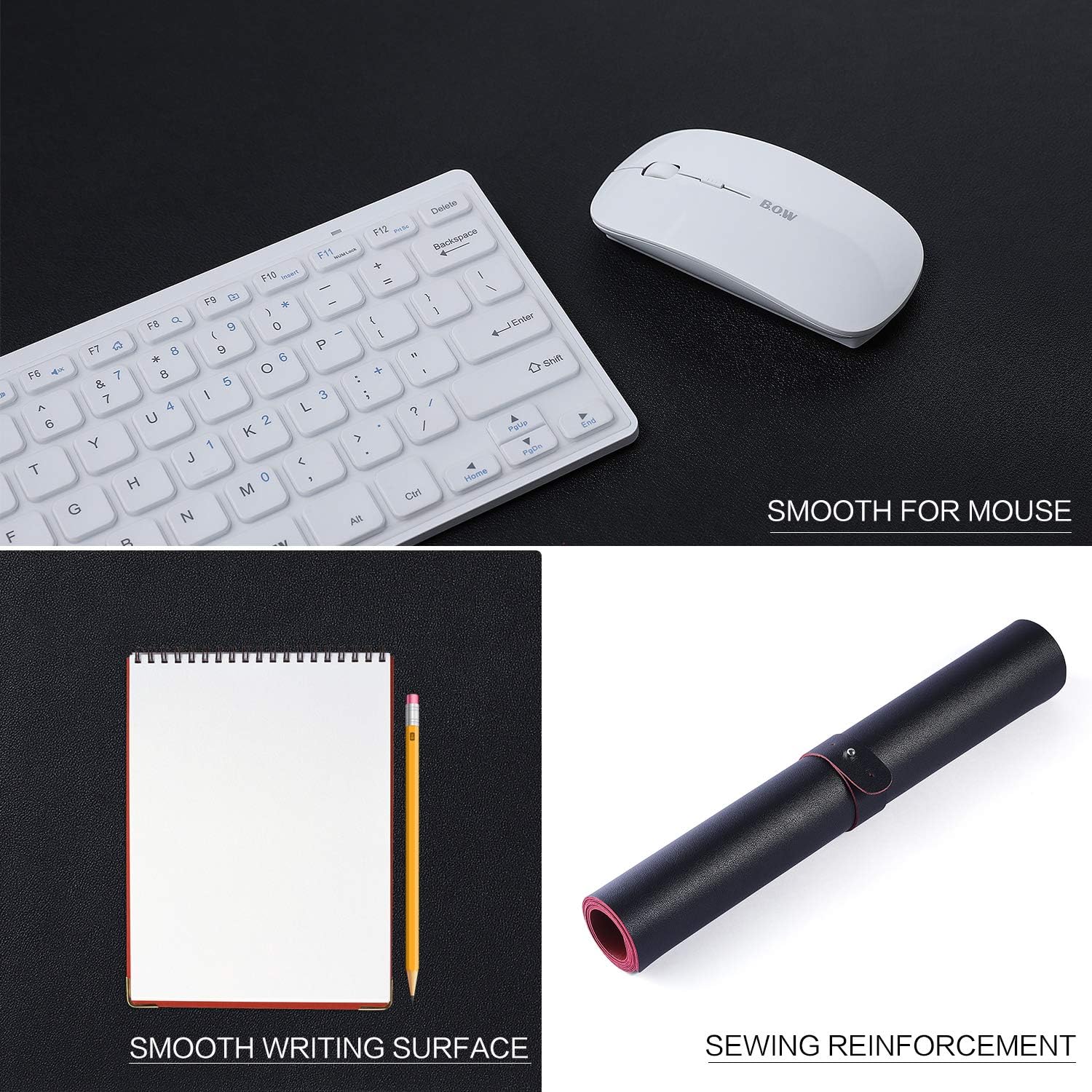Dual-Sided Desk Pad (31.5 x 15.7"), Waterproof Leather Office Desk Mat, PU Mouse Pad, Desk Cover Protector, Desk Writing Mat for Office/Home/Work/Cubicle (Black/Red) : Office Products