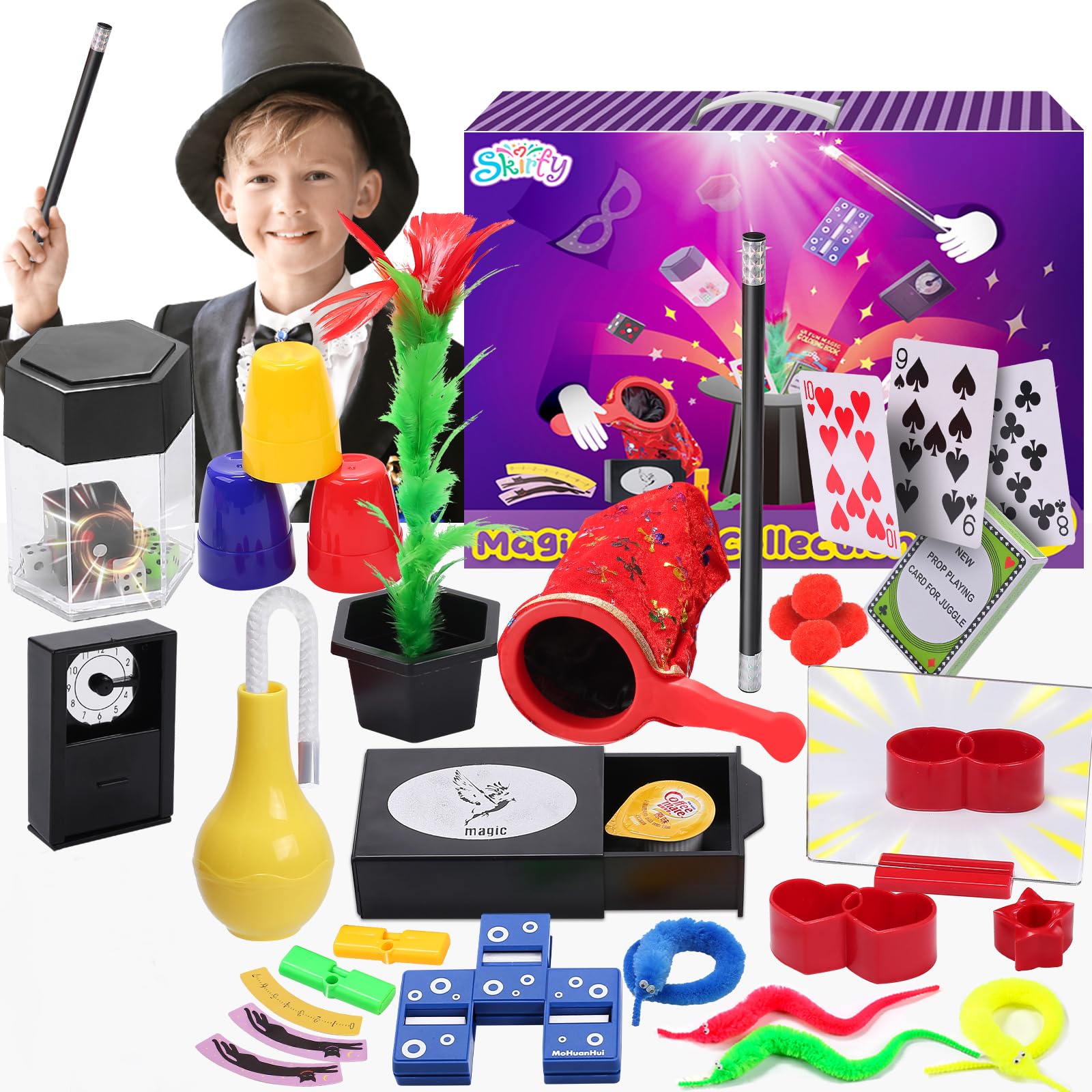 Photo 1 of Skirfy Magic Kit-75+ Magic Tricks for Kids Age 6-8,Perfect Magic Toys for Kids,Featuring with Floating Vase,Double Magic Bag,Magic Mirror-Great Birthday Gifts for Boys Girls