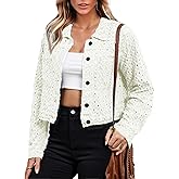Fiona Jolin Womens Jean Jacket 2025 Casual Long Sleeve Distressed Button Down Cropped Denim Jacket Coats Western Trendy
