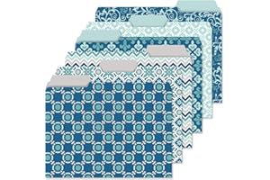 CURRENT Coastal Blues File Folder Value Pack - Set of 24 File Folders with Staggered Tabs, 6 Designs, Graphic Geometric Print, Office Supplies, Letter Size, 9 ½ x 11 ¾ Inches