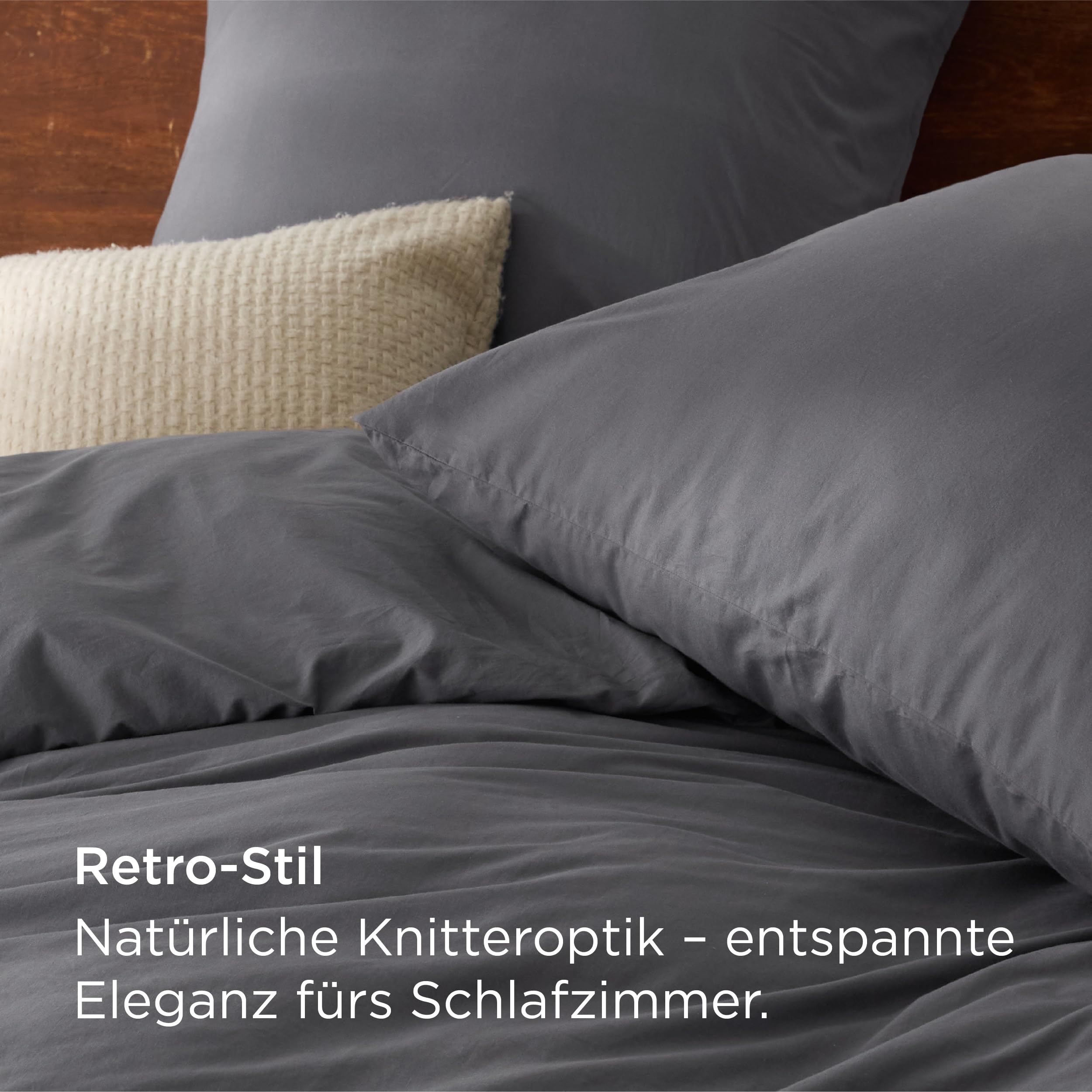 BEDSURE Bettwäsche 135x200 Baumwolle 4teilig - Anthrazit, 2 Kissen 80x80 cm 4