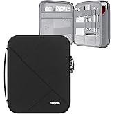 MoKo 13 inch Tablet Sleeve Bag for 13 inch iPad Pro M5/Air M3 2025, iPad Pro 13 M4/Air M2, Pro 12.9, Galaxy Tab S8+/S9+ 12.4, Hard Shell EVA iPad Bag with Storage and Padded Handle, Black