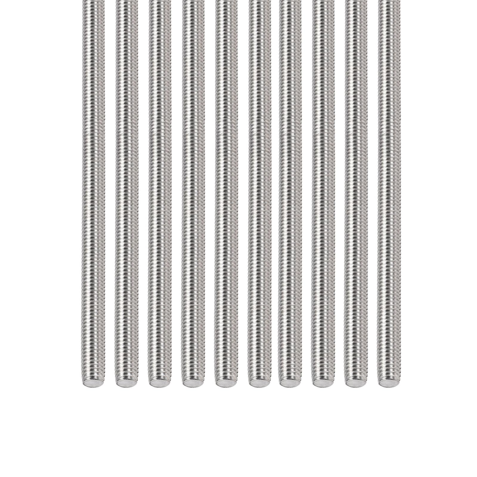 DTGN M5x0.8x100mm(DxPxL) Fully Threaded Rod - 12Pack - Good for Machinery - 304 Stainless Steel Right Hand Thread Rods Bar Studs - Silver