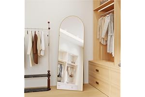 NARCISSUS 56x21 Full Length Mirror, Floor Stand or Wall Mounted Aluminum Alloy Metal Frame Tempered Glass Shatterproof Arch D