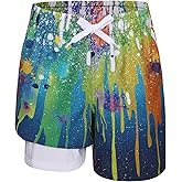 Lollisy Boys Swim Trunks with Compression Liner for Kids Boys Quick Dry Board Shorts Beach Shorts Swimwear 3-16 Years