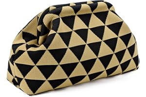 WOZEAH Summer Clutch Purses for Women Casual Crochet Dumpling Bag Colorblock Striped Cloud Clutch Handbags