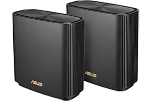 ASUS ZenWiFi AX Whole-Home Tri-band Mesh WiFi 6 System (XT8) - 2 pack, Coverage up to 5,500 sq.ft or 6+rooms, 6.6Gbps, WiFi, 3 SSIDs, life-time network security and parental controls, 2.5G port