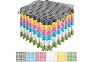 60 Pcs Drainage Tiles Interlocking Floor Tiles 11.8'' x 11.8'' Non Slip Drainage Mat Soft TPE Pool Floor Mat with Drain Holes