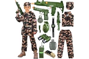 MSKOLER Kids Costume Military Toy for 2 3 4 5 6 7 8 Years Old - Soldier Dress up Costumes Boys with Equipment, Military Accessories & Uniform, Gift Toys, Halloween Costumes for Boys Kids 3-12(Medium)
