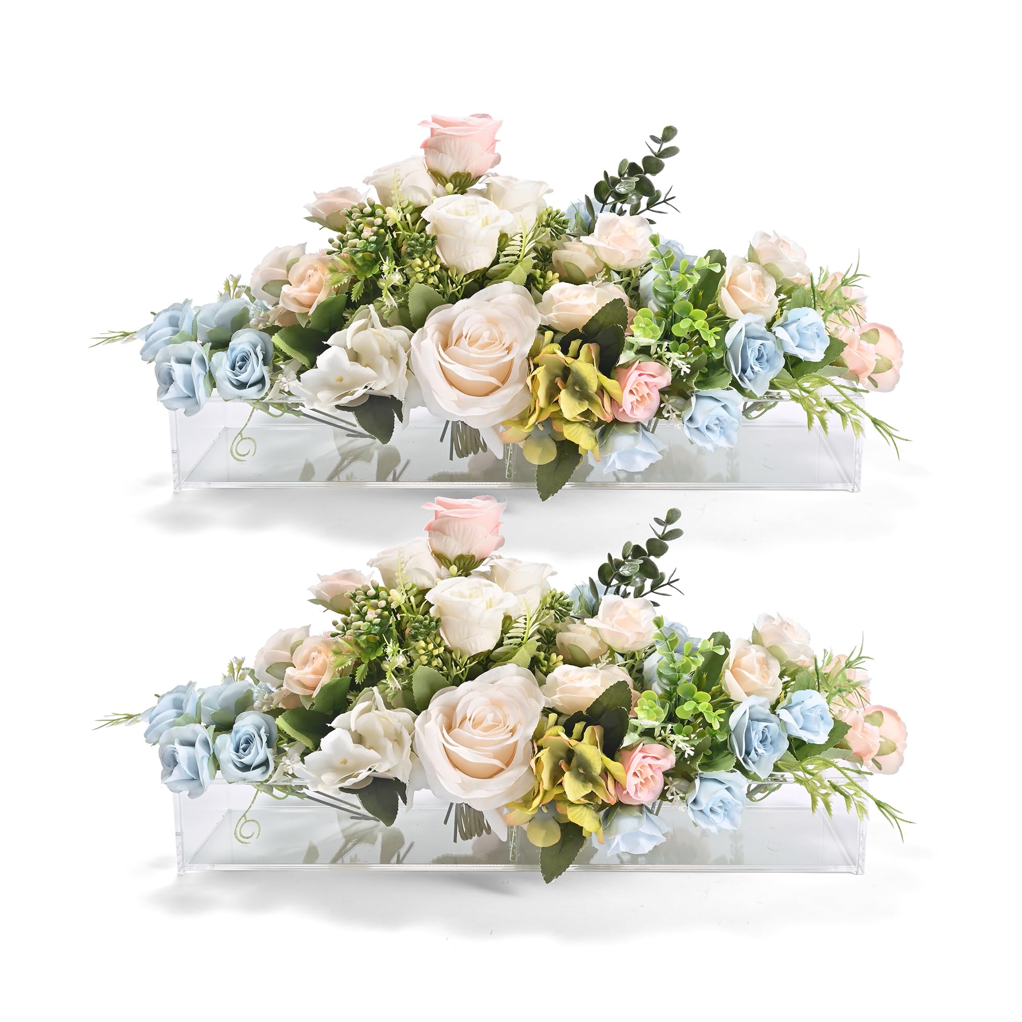 Photo 1 of Sparkle Race 2Pcs Acrylic Flower Vase for Centerpieces, 31.5" Rectangle Modern Vases for Decor Wedding Centerpieces for Table, 1.6"(H) Decorative Clear Vase for Home Kitchen & Dining Room Tables Decor