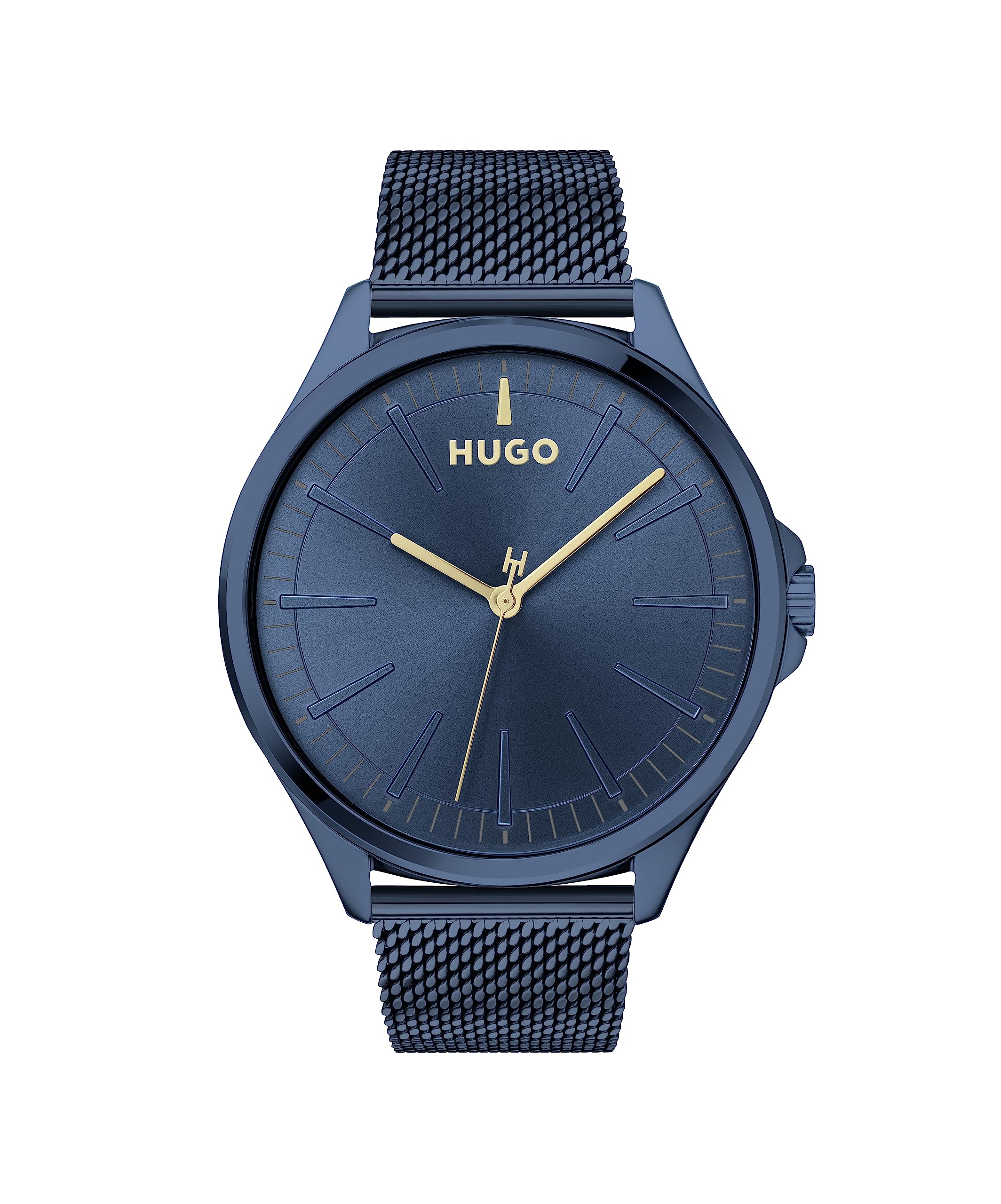 HUGO Analogue Quartz Watch for Men #Smash Collection with Blue Stainless Steel Mesh Bracelet - 1530136