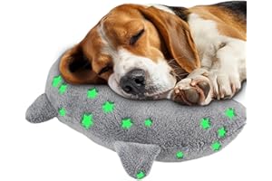POMESEA Dog Calming Pillow, Dog Neck Pillow Soft Fluffy Pet Calming Toy Half Donut Cuddler, U-Shaped Pillow for Pet, Joint Relief Sleeping Improve (Large, Gray)