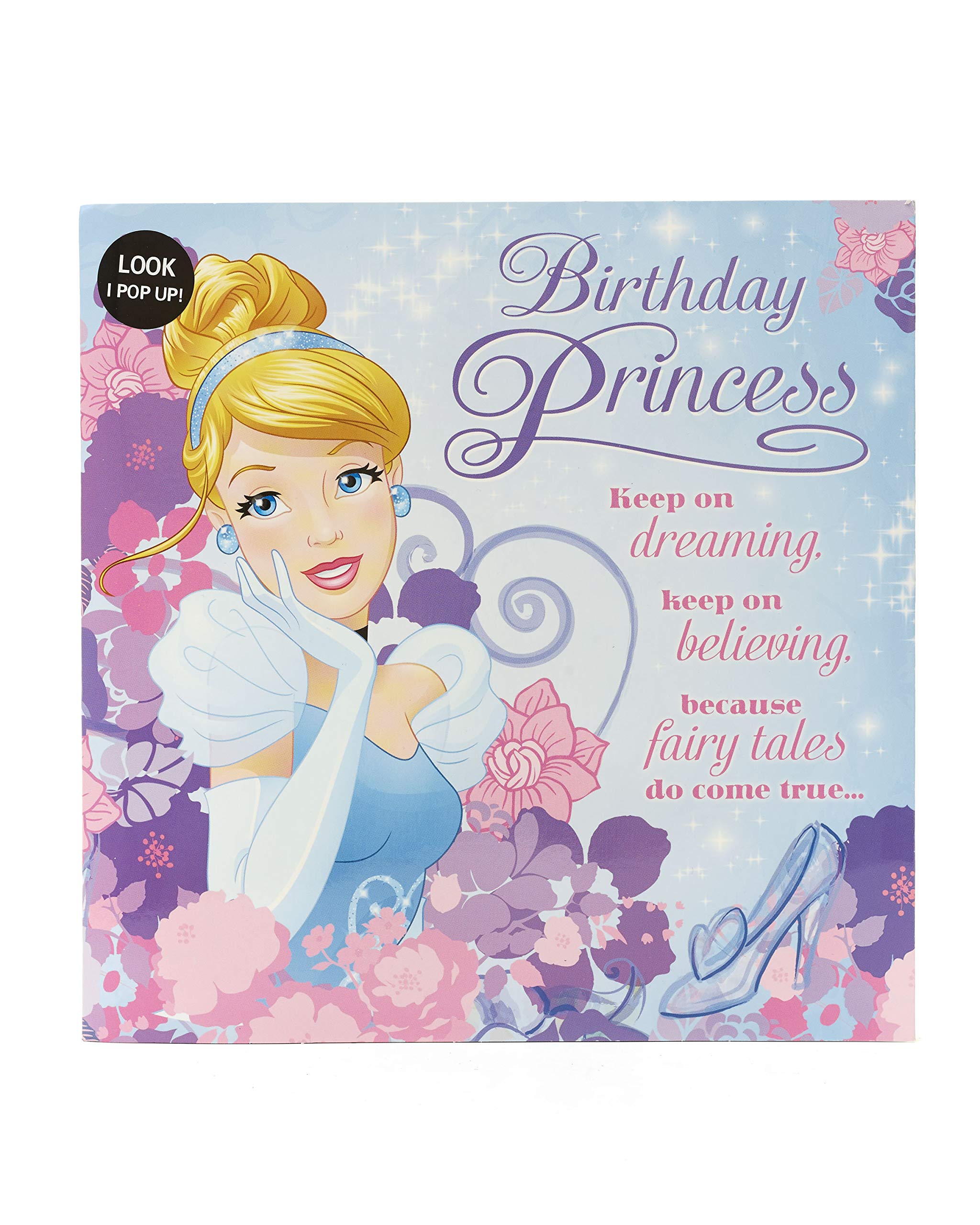 Kids Birthday Card Pop Up, Princess Cinderella Birthday Card, Pop Up 3D Card, Sound Card, Ideal Gift Card for Kids - Disney