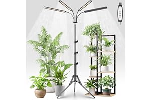 FOXGARDEN® Grow Lights for Indoor Plants Full Spectrum with Tripod Stand, Tall Plant Lights for Indoor Growing with Flexible Gooseneck, Four-Head Grow Lamp with 4/8/12H Timer & 4 Brightness Levels