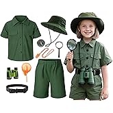 KAIPUTE Kids Explorer Adventurer Costume Boys Girls Safari Camping Trailblazer Jungle Seeker Outdoor Kit 3-13 Years