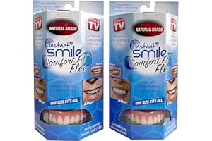 2 Pack - Instant Smile Natural Shade Comfort Fit Flex Veneers - Fix Your Smile from The Comfort of Your own Home in just Minutes! Hand Crafted