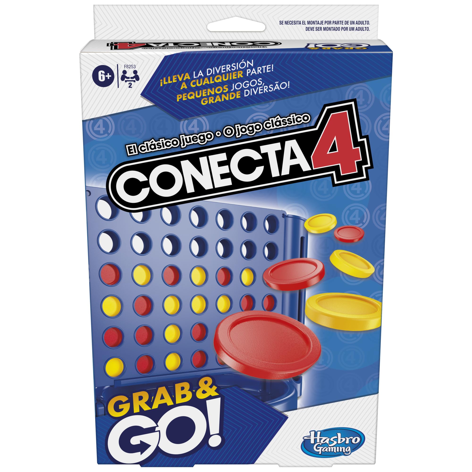 Hasbro Gaming Connect 4 Grab and Go Portable Game for 2 Players, Classic Children's Game for Travel, Games with Family and Friends