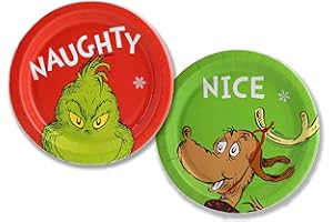 THE GRINCH Grinch Christmas Naughty & Nice Party Supply Set - Disposable Paper Desert Plates - Serves 16