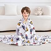 Viviland Kids Truck Print Blanket, Soft Warm Lightweight Plush Fleece Throw for Sofa, Chair, Couch, Bed - 50" x 60"