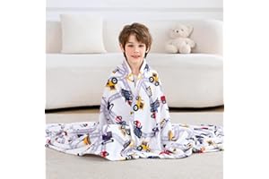 Viviland Kids Throw Blanket, Truck Print Blankets for Boys, Soft Warm Lightweight Plush Throw Blanket Car Fleece Throw Blanke