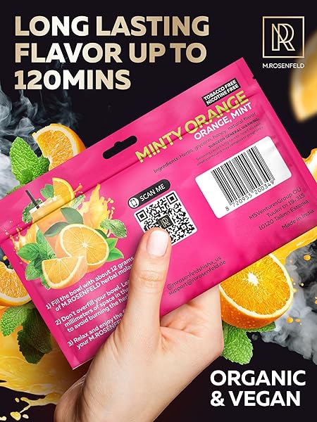 MINTY ORANGE SHISHA HOOKAH FLAVORS – 3.5 OZ (100G) TOBACCO FREE & NICOTINE FREE SHISHA – PREMIUM NON-TOBACCO HOOKAH FLAVORS – LONG-LASTING & RICH SMOKE