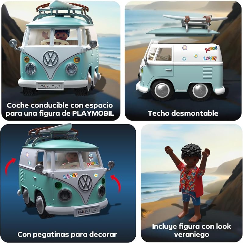 | Collector Cars | Volkswagen T1 Camper | Coche de colección para Adultos y niños | con Pegatinas para Personalizar | Regalo para Fans de Autos | Diseño detallado | 71857
