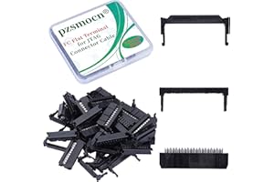 Pzsmocn 20 Sets IDC 2 * 10 Double Row Rectangular Socket Adapter FC Black Crimp Wire Head Three-Piece Kit 2.0mm Pitch, 20 Pin FC-Female Terminal Connector, for JTAG Flat Ribbon Cable.