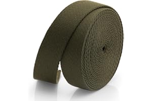 CRAFTMEMORE Heavy Cotton Webbing - Straps for Arts and Crafts, Luxury Bag Strap High Density Webbing (1 1/2 Inch x 5 Yards, Olive Drab)