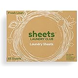 50 Liquidless Laundry Detergent Sheets Plastic Free Fresh Linen Scent Eco-Friendly Hypoallergenic Safe For Sensitive Skin Ear