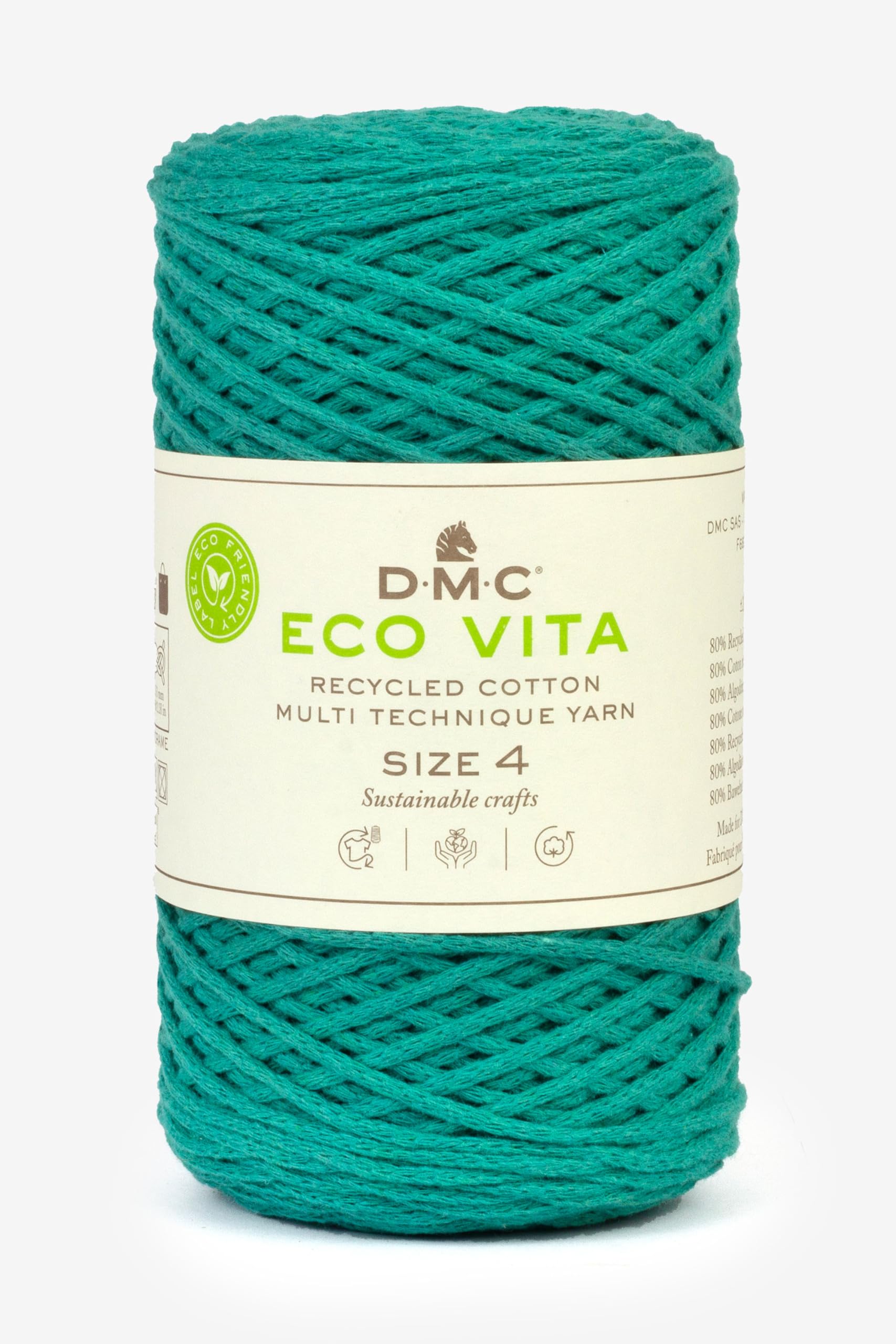 DMC Eco Vita 4, Teal Crochet Knitting Macrame Yarn, 250g — image 1