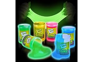 Playbees Glow in The Dark Slime – 6 Pack Neon Party Favors for Kids, Sensory Toy for Boys & Girls Ages 5+, Non-Toxic, Stretchy, Gooey Fun – Birthday, Halloween, Classroom & Treat Bags