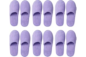 LILIGLORIS 6/10/12 pairs Spa Slippers for Guests, Washable Reusable Disposable Slippers for Women Men, Jacquard Fleece Closed-Toe Design for Hotel, Bathroom, Bedroom, Wedding, Travel, SPA Bulk Slippers for Guest Use