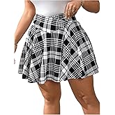Verdusa Women's Plus Size Plaid Skorts Crossover High Waisted A Line Ruffle Skirt Shorts