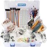 1530Pcs Electronics Component Kit &ndash; Electronics Lab Starter Set 830-Tie Breadboard, Metal-Film Resistors, Ceramic &amp; Electrolytic Capacitors, LEDs, Diodes, Transistors, Dupont &amp; Jumper Wires