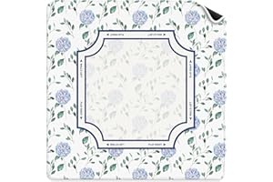 VIIJJUE Blue Hydrangea Floral Mahjong Mat 31.5 x 31.5 in, Grandmillennial Flower Cottagecore Mahjong Mat for Table, Non-Slip Noise Reduction Game Table Cover for Card Poker Dominoes Dice Board Games