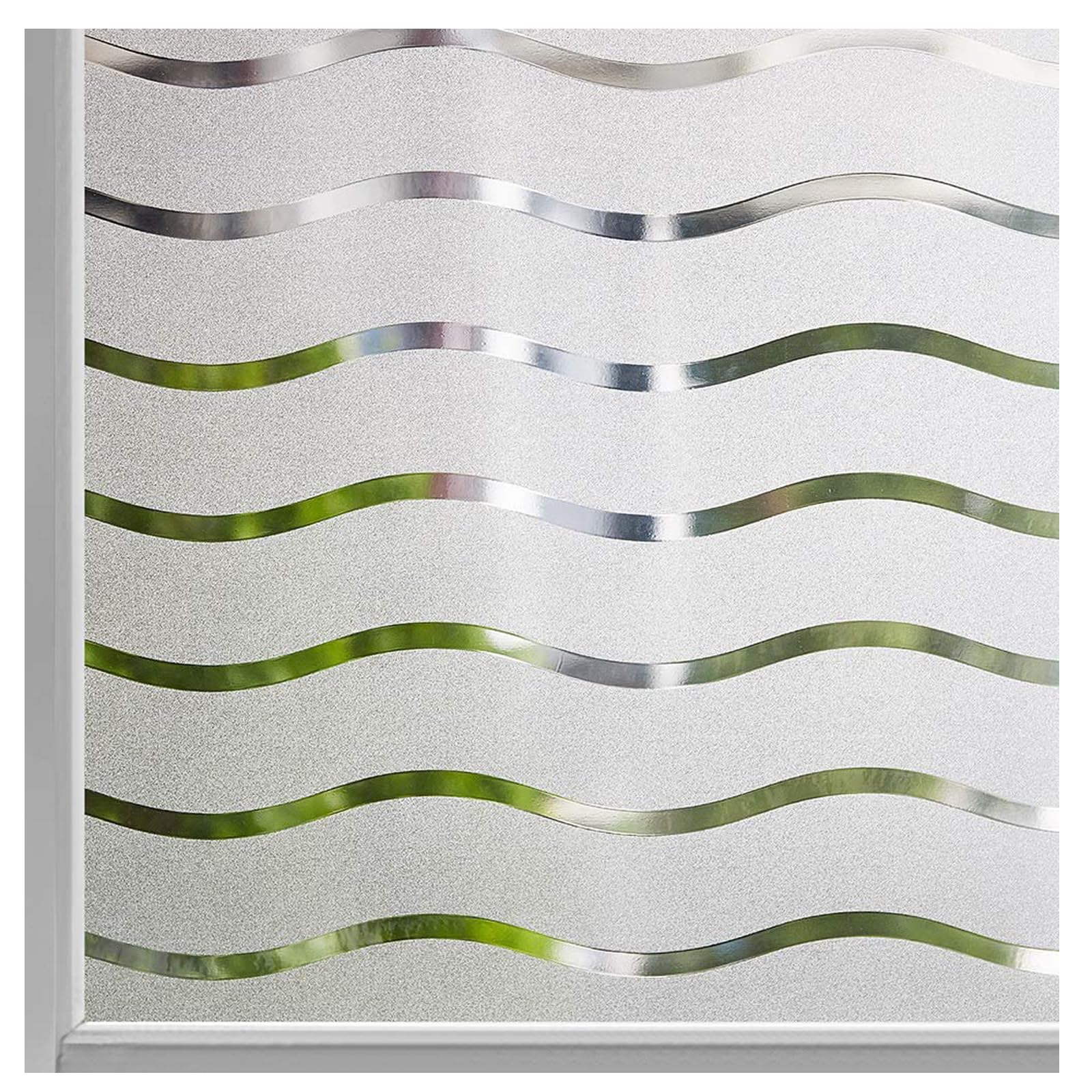 LEMON CLOUD Window Film Privacy Frosted Self Adhesive Window Sticker No Glue Static Cling Opaque Glass Film UV Protection Wave Patten 90x400cm