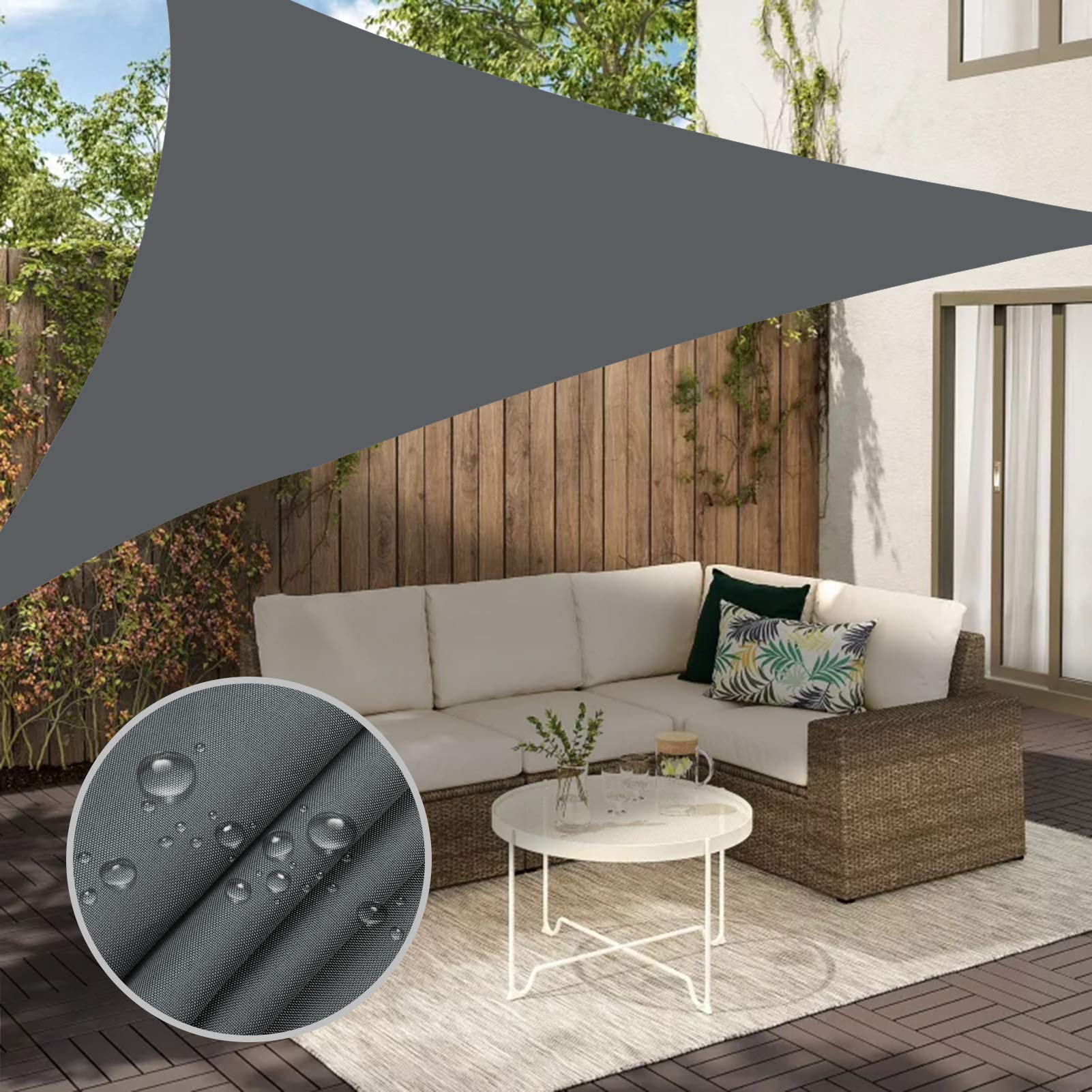 thumbnail image 2 of Neween Triangle Shade Sail 16x16x16 Ft – Waterproof, 98% UV Block, Grey Outdoor Sun Shade 2 of 9