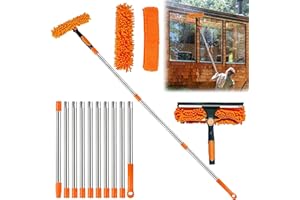 Window Cleaning Tools Window Squeegee Extendable Cleaner 2 in 1 Rotatable Double-Sided High Windows Washing Squeegee Duster w