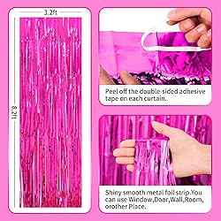 Fuchsia Curtains for Party Decorations, 3 Pack