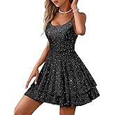HomRain Women's Spaghetti Straps Backless Dresses Sparkly Short Dress for Homecoming Cocktail Dress for Wedding Guest