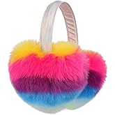 F Flammi Kids Knit Earmuffs Winter Outdoor Furry Ear Warmers for Boys Girls from Toddler to Big Kids