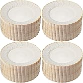 Havawish 90 Pcs Ivory Plastic Plates 10.25 Inch Disposable Dinner Plates with Gold Rim Elegant Scalloped Wedding Party Dinnerware for Holidays Thanksgiving Christmas Weddings Party