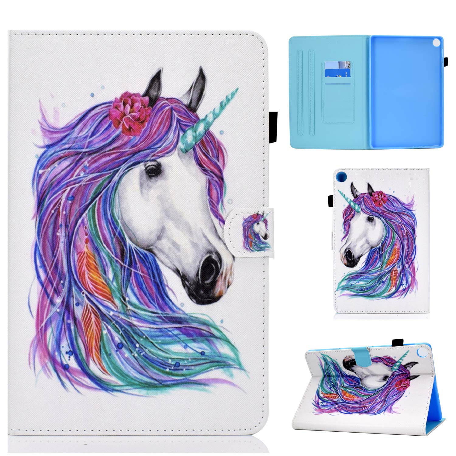 Aswant Huawei Matepad T10/T10s Case PU Leather Wallet Cover Folio Flip Bookstyle Magnetic Tablet Case for Huawei Matepad T 10 9.7 Inch/Huawei Matepad T 10s 10.1 Inch - Unicorn