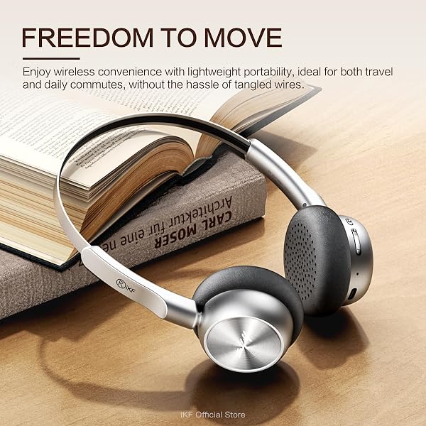 IKF R1 WIRELESS BLUETOOTH HEADPHONES, RETRO CLASSIC LIGHTWEIGHT HEADSET, BUILTI-IN MIC, 60H PLAYBACK, DUAL DEVICE CONNECTIVITY, LOW LATENCY, APP CUSTOMIZATION,THROWBACK 80S 90S,OOTD, BLACK