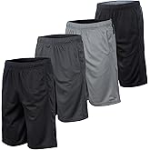 Essential Elements Men’s Athletic Shorts 4 Pack – Quick-Dry Moisture Wicking Basketball, Gym & Workout Shorts with Pockets