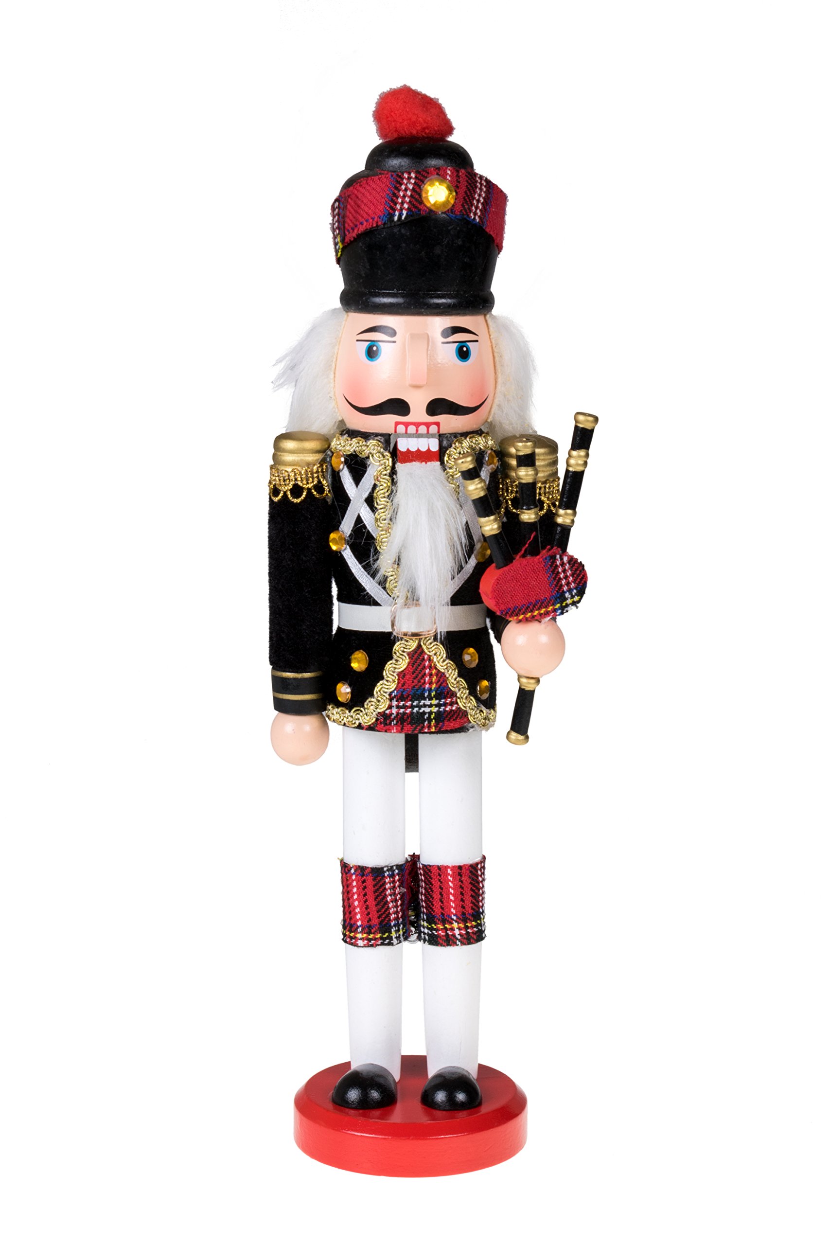 Clever Creations - Wooden Nutcracker - Scottish Soldier - with Scottish Outfit/Hat and Bagpipe - Christmas/Collectible - Ideal on Table/Shelf - 30.5 cm