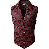 VATPAVE Mens Victorian Suit Vest Steampunk Gothic Waistcoat