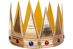 Vonokee Regal Gold King Crown, Soft Royal Prince Costume Crown for Boys Girls Birthday Gift Halloween Party Accessories (Style D)