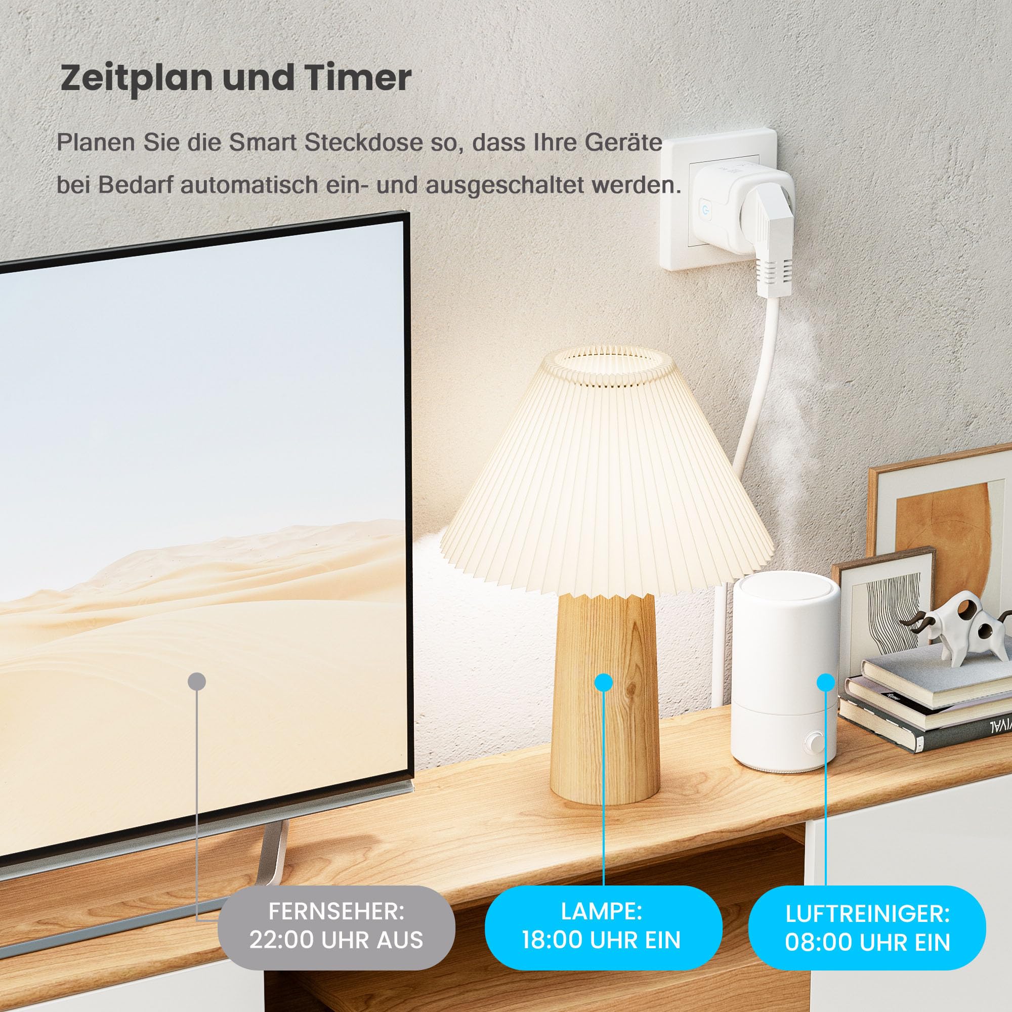 UPXNBOR Smart Steckdose, 16A Smart Home WLAN Steckdose mit Strommessung, Alexa Socket Funktioniert mit Alexa, Google Home, Timer & APP Fernzugriff, Kein Hub notwendig, Nur 2.4GHz WiFi (4er Pack) 3